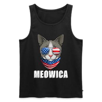 Cat 4th of July Kitten American Flag USA - Männer Premium Bio Tank Top - Schwarz - Vorne - AI Model Male 178 light (178cm)
