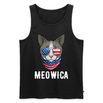 USA Cat 4th of July Kitten American Flag - Männer Premium Bio Tank Top - Schwarz - Vorne - AI Model Male 178 light (178cm)
