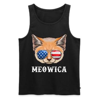 Chat 4 juillet Hommes Femmes Chaton USA Drapeau américain - Débardeur bio Premium Homme - noir - Devant - Michal (187cm)
