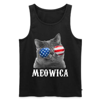 Cat 4th of July Merica USA American Flag - Männer Premium Bio Tank Top - Schwarz - Vorne - AI Model Male 178 light (178cm)