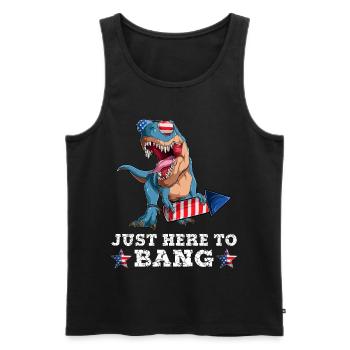 Trex 4 juillet Dinosaur Fireworks Drapeau américain - Débardeur bio Premium Homme - noir - Devant - Michal (187cm)