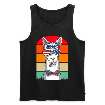 Lama USA Amerikanische Llamas 4. Juli - Männer Premium Bio Tank Top - Schwarz - Vorne - Michal (187cm)