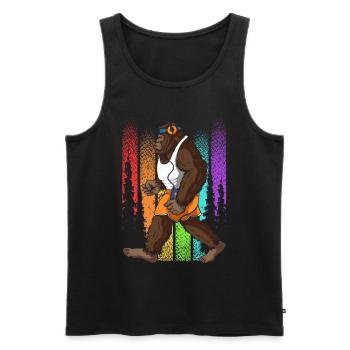 Retro Walking Bigfoot Unheimlich - Männer Premium Bio Tank Top - Schwarz - Vorne - AI Model Male 178 light (178cm)