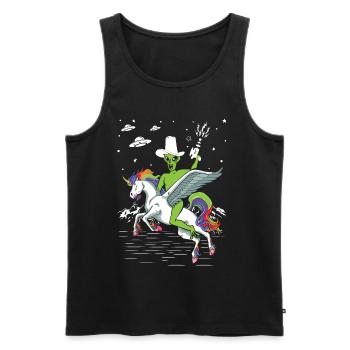 Alien reitet Einhorn Unheimlich - Männer Premium Bio Tank Top - Schwarz - Vorne - Michal (187cm)