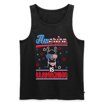 Llama USA Hommes Femmes Amérique 4 juillet - Débardeur bio Premium Homme - noir - Devant - Michal (187cm)