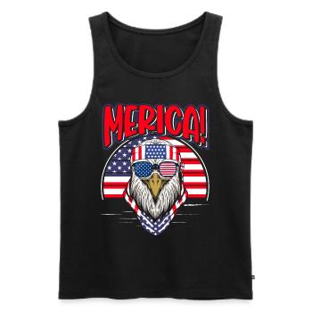 Patriotic Eagle Drapeau américain 4 juillet - Débardeur bio Premium Homme - noir - Devant - Michal (187cm)