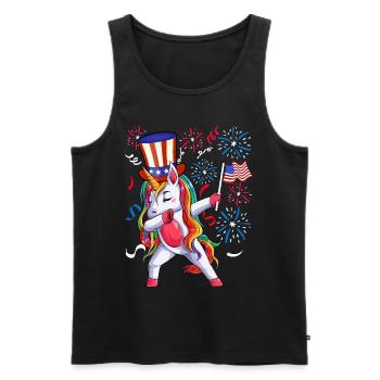 Dabbing Unicorn Girls 4 juillet Femmes USA - Débardeur bio Premium Homme - noir - Devant - Michal (187cm)
