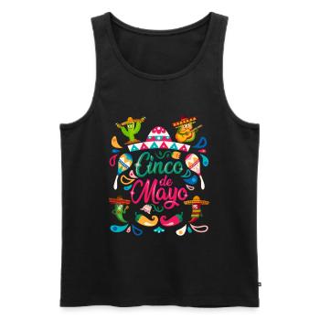 Cheerful Cinco De Mayo Mexican Fiesta - Men's Premium Organic Tank Top - black - Front - Michal (187cm)