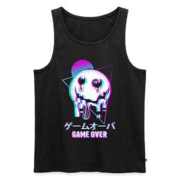 Game Over Aesthetic Goth Vaporwave Sad - Men's Premium Organic Tank Top - black - Front - Michal (187cm)