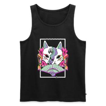 Japanese Glitch Samurai Geisha Mask Goth - Men's Premium Organic Tank Top - black - Front - Michal (187cm)