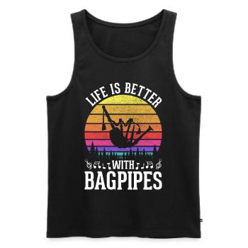Bagpipe Musician Musical Instrument Bagpiper - Men's Premium Organic Tank Top - black - Front - Michal (187cm)