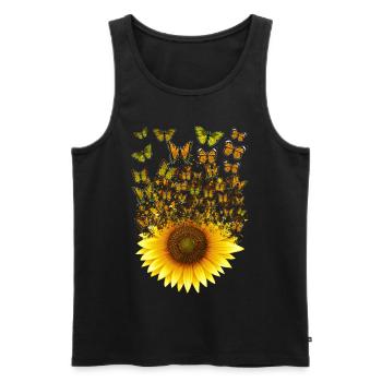 Sunflower Butterflies Women Girls Floral - Men's Premium Organic Tank Top - black - Front - Michal (187cm)