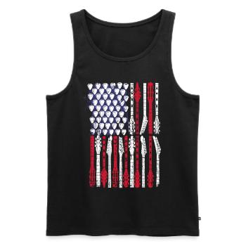 Guitar USA Music Lovers 4 juillet - Débardeur bio Premium Homme - noir - Devant - Michal (187cm)