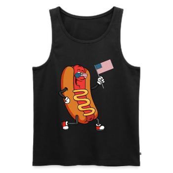 Patriotischer Hotdog 4. Juli - Männer Premium Bio Tank Top - Schwarz - Vorne - Michal (187cm)