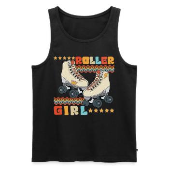 Roller Girl Retro 70s 80s Roller Skating - Men's Premium Organic Tank Top - black - Front - Michal (187cm)