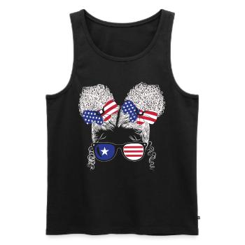 Patriotische Dame 4. Juli - Männer Premium Bio Tank Top - Schwarz - Vorne - Michal (187cm)