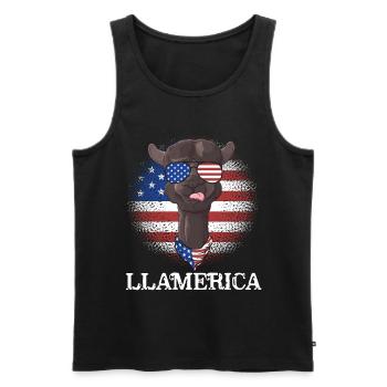 Patriotisches Llama USA 4. Juli - Männer Premium Bio Tank Top - Schwarz - Vorne - Michal (187cm)