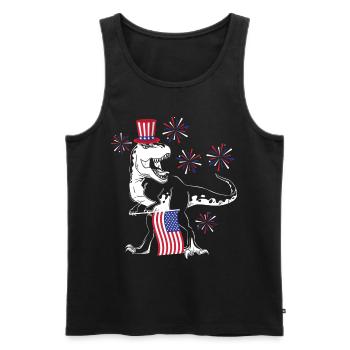 Patriotic Trex 4 juillet Dinosaures - Débardeur bio Premium Homme - noir - Devant - Michal (187cm)