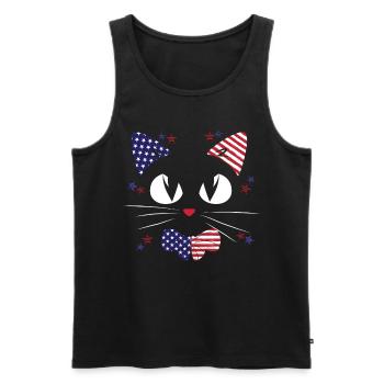 Patriotischer Katzenliebhaber 4. Juli USA - Männer Premium Bio Tank Top - Schwarz - Vorne - Michal (187cm)