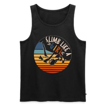 Climbing Girl Climber WoBouldering - Men's Premium Organic Tank Top - black - Front - Michal (187cm)