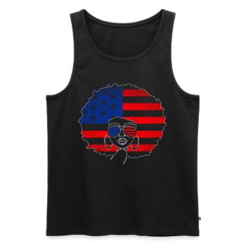 Femme afro-américaine patriotique 4 juillet - Débardeur bio Premium Homme - noir - Devant - Michal (187cm)