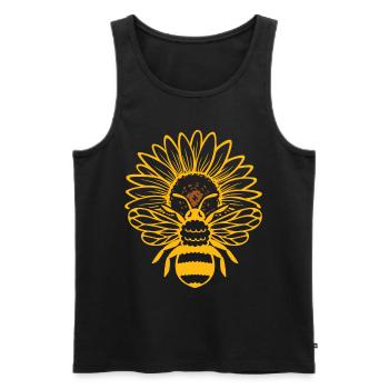 Abeille Tournesol Abeille Miel - Débardeur bio Premium Homme - noir - Devant - AI Model Male 178 light (178cm)