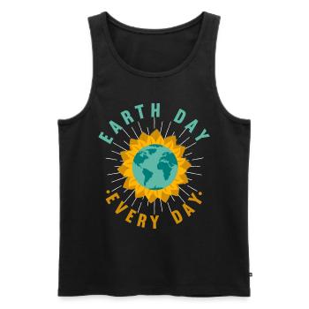 Conscience de la planète Jour de la Terre Tournesol Amour - Débardeur bio Premium Homme - noir - Devant - Michal (187cm)