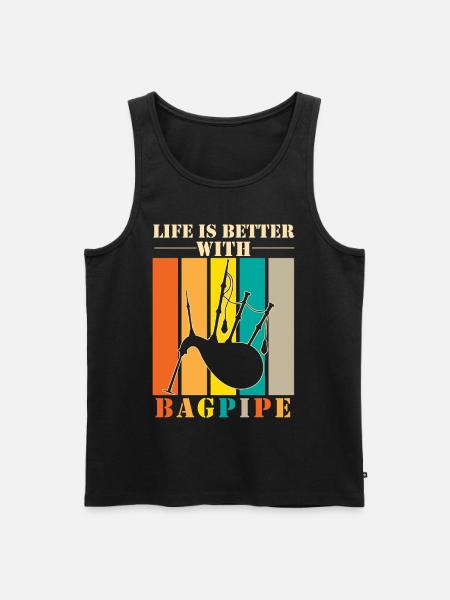 Bagpipe musician musical instrument - Men's Premium Organic Tank Top - black