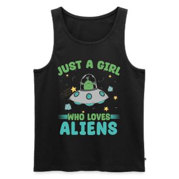 Mädchen Alien UFO Galaxie - Männer Premium Bio Tank Top - Schwarz - Vorne - Michal (187cm)