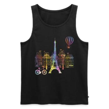 Tour Eiffel Love France Femmes Paris - Débardeur bio Premium Homme - noir - Devant - Michal (187cm)