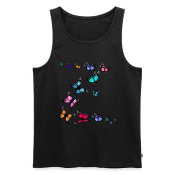 Bunte Schmetterlinge Frauen Mädchen - Männer Premium Bio Tank Top - Schwarz - Vorne - Michal (187cm)