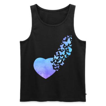 Butterfly Heart Mignon Aquarelle - Débardeur bio Premium Homme - noir - Devant - Michal (187cm)