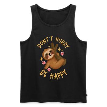 Lazy sloth Happy women - Men's Premium Organic Tank Top - black - Front - Michal (187cm)