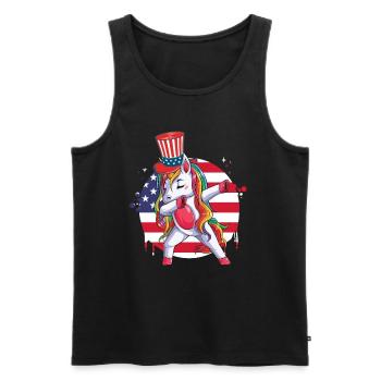 Dabbing Unicorn Juillet 4 Femmes Filles USA - Débardeur bio Premium Homme - noir - Devant - Michal (187cm)