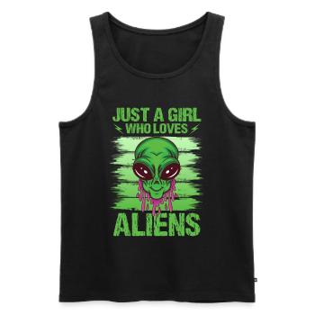 Girl Alien Lover UFO Galaxy - Men's Premium Organic Tank Top - black - Front - Michal (187cm)