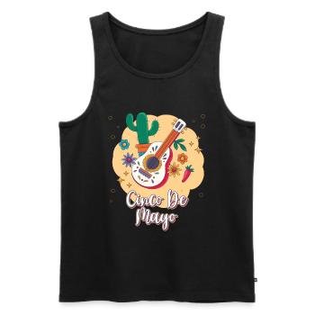 Cinco De Mayo Ukulélé Cactus Fiesta Mexicaine - Débardeur bio Premium Homme - noir - Devant - Michal (187cm)