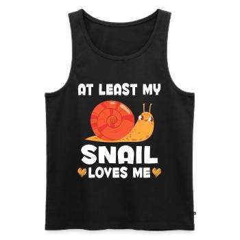 L’escargot m’aime les femmes Drôle d’escargot - Débardeur bio Premium Homme - noir - Devant - Michal (187cm)