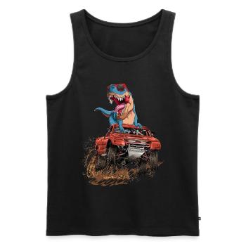 Trex Monster Truck Dirt Race Dinosaurs - Men's Premium Organic Tank Top - black - Front - Michal (187cm)