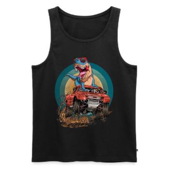 Monster Truck Trex Dirt Race Dinosaurs - Men's Premium Organic Tank Top - black - Front - Michal (187cm)