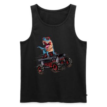 Trex Monster Truck Dirt Racing Dinosaurs - Men's Premium Organic Tank Top - black - Front - Michal (187cm)