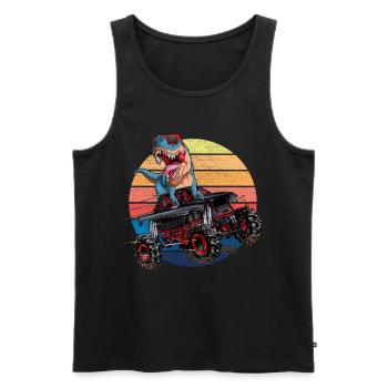 Trex Monster Truck Boys Dirt Race Dinosaur - Men's Premium Organic Tank Top - black - Front - Michal (187cm)