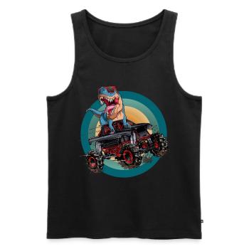 Trex Monster Truck Boys Dirt Race Dinosaur - Men's Premium Organic Tank Top - black - Front - Michal (187cm)
