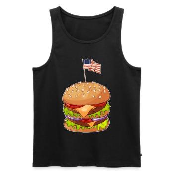Burger Drapeau américain 4 juillet États-Unis - Débardeur bio Premium Homme - noir - Devant - Michal (187cm)