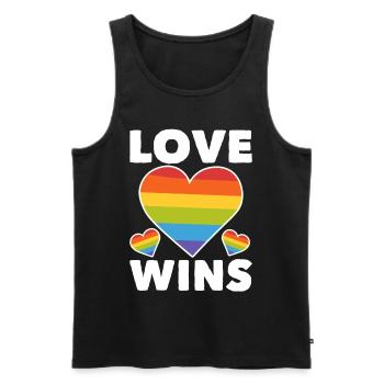 Regenbogenflagge LGBTQ Herz Lesbisch Schwul Stolz - Männer Premium Bio Tank Top - Schwarz - Vorne - Michal (187cm)