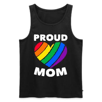 Fière Mère Cœur Coloré LGBTQ Drapeau Arc-en-ciel - Débardeur bio Premium Homme - noir - Devant - Michal (187cm)