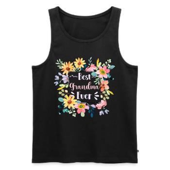 Meilleure grand-mère jamais fleurs mignon jardinier - Débardeur bio Premium Homme - noir - Devant - Michal (187cm)