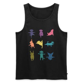 Colorful Dog Yoga Pose Funny Yoga Teacher - Men's Premium Organic Tank Top - black - Front - AI Model Male 178 light (178cm)