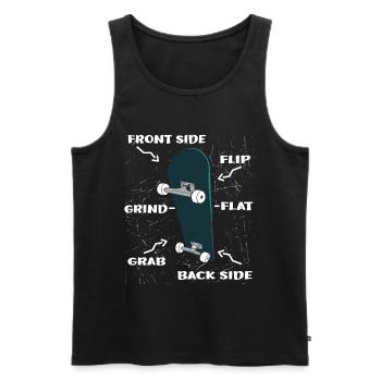Caractéristiques du Skate Board - Skateboard - Cool Skater - Débardeur bio Premium Homme - noir - Devant - Michal (187cm)