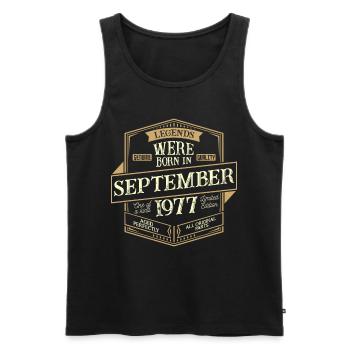 September 1977 Geburtstag Mann - Männer Premium Bio Tank Top - Schwarz - Vorne - Michal (187cm)