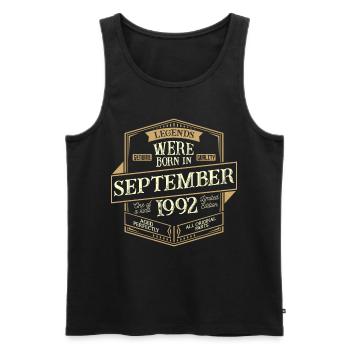 Septembre 1992 Anniversaire Homme - Débardeur bio Premium Homme - noir - Devant - AI Model Male 178 light (178cm)